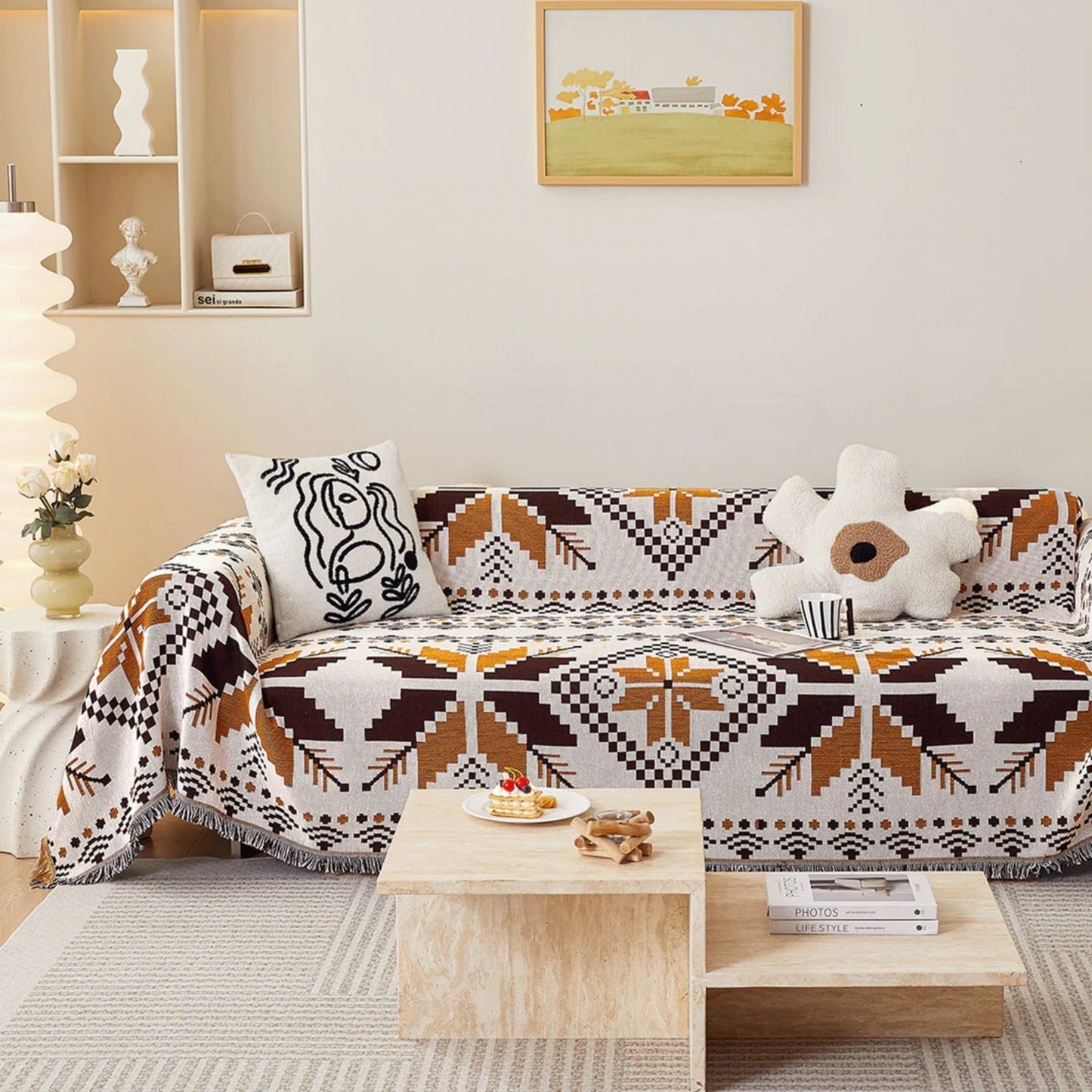Autumn Maple Boho Sofa/Couch Cover Camping Blanket