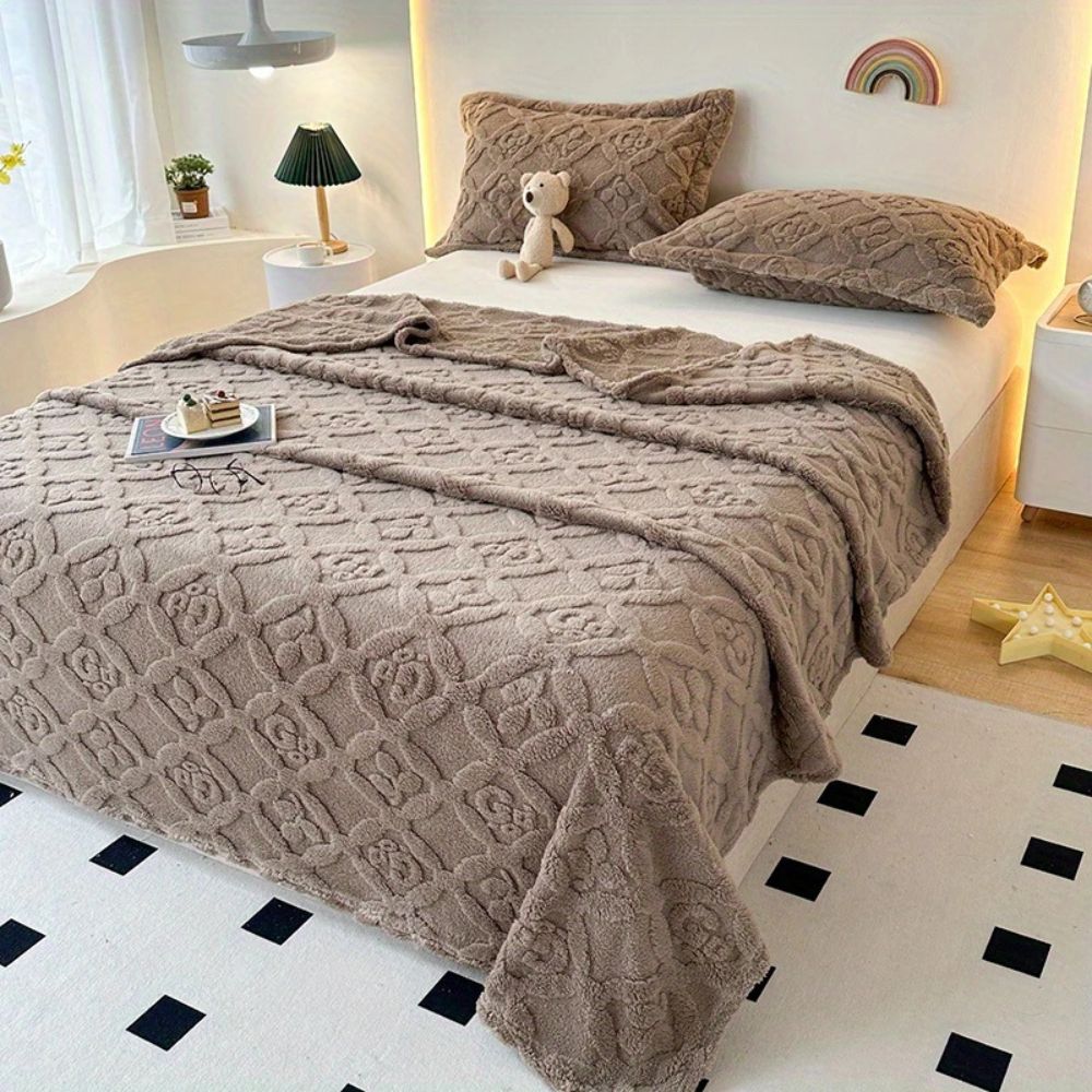 Variant image for Leaf Embroidery Fleece Blanket – Soft Microfiber Throw for Cozy Comfort and Year-Round Use-9