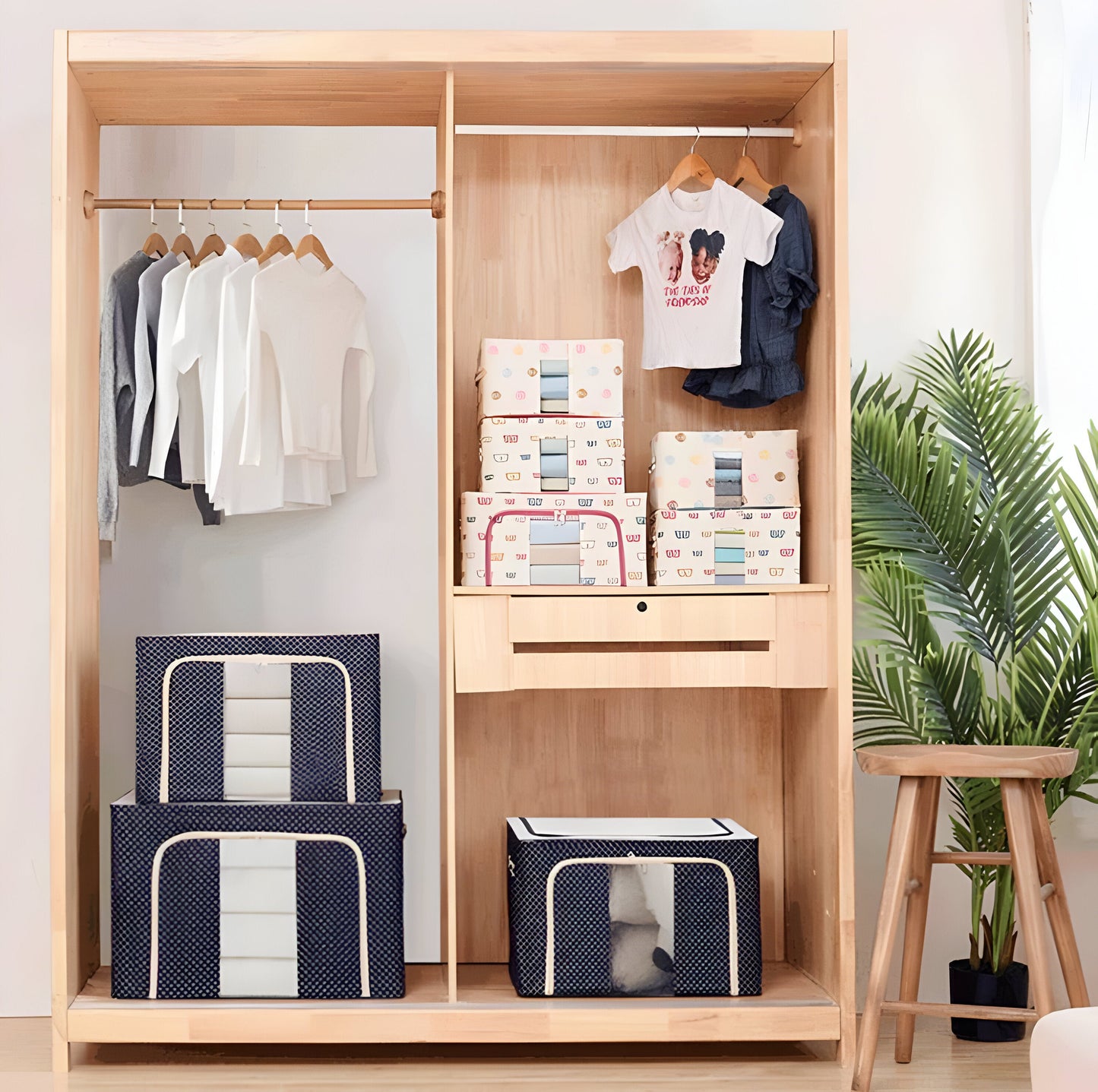 Foldable Storage Box for Clothing Organization – Stackable Storage Container with Large Viewing Window, Durable Design, 40 x 30 x 20 cm-2