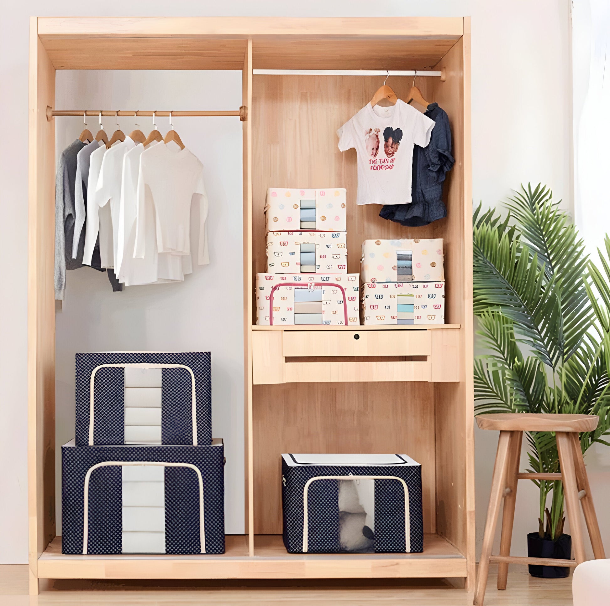 Foldable Storage Box for Clothing Organization – Stackable Storage Container with Large Viewing Window, Durable Design, 40 x 30 x 20 cm-2