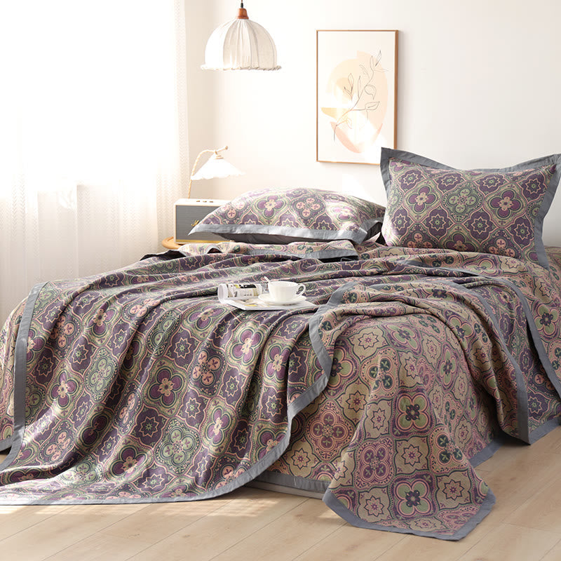 Reversible Cotton Quilt with Petal Flower Pattern – Eco-Friendly Bedding for Summer and All Seasons, Available in Full, Queen, King Sizes 6