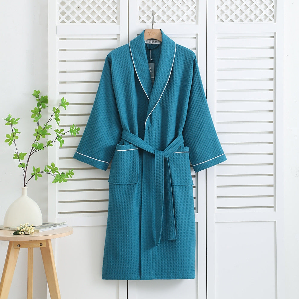 Luxury Cotton Bathrobe for Men and Women – Soft Waffle Weave, Absorbent, Comfortable Dressing Gown in Multiple Sizes 2