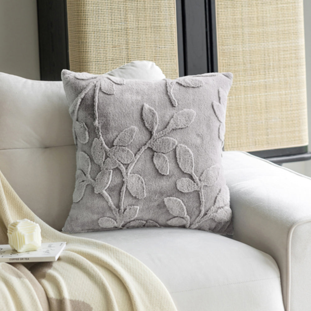Pillowcase with Branch Pattern in Faux Fur
