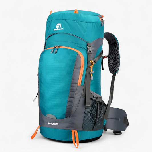 65L Waterproof Travel Backpack, Durable Rip-Stop Nylon, Breathable Straps