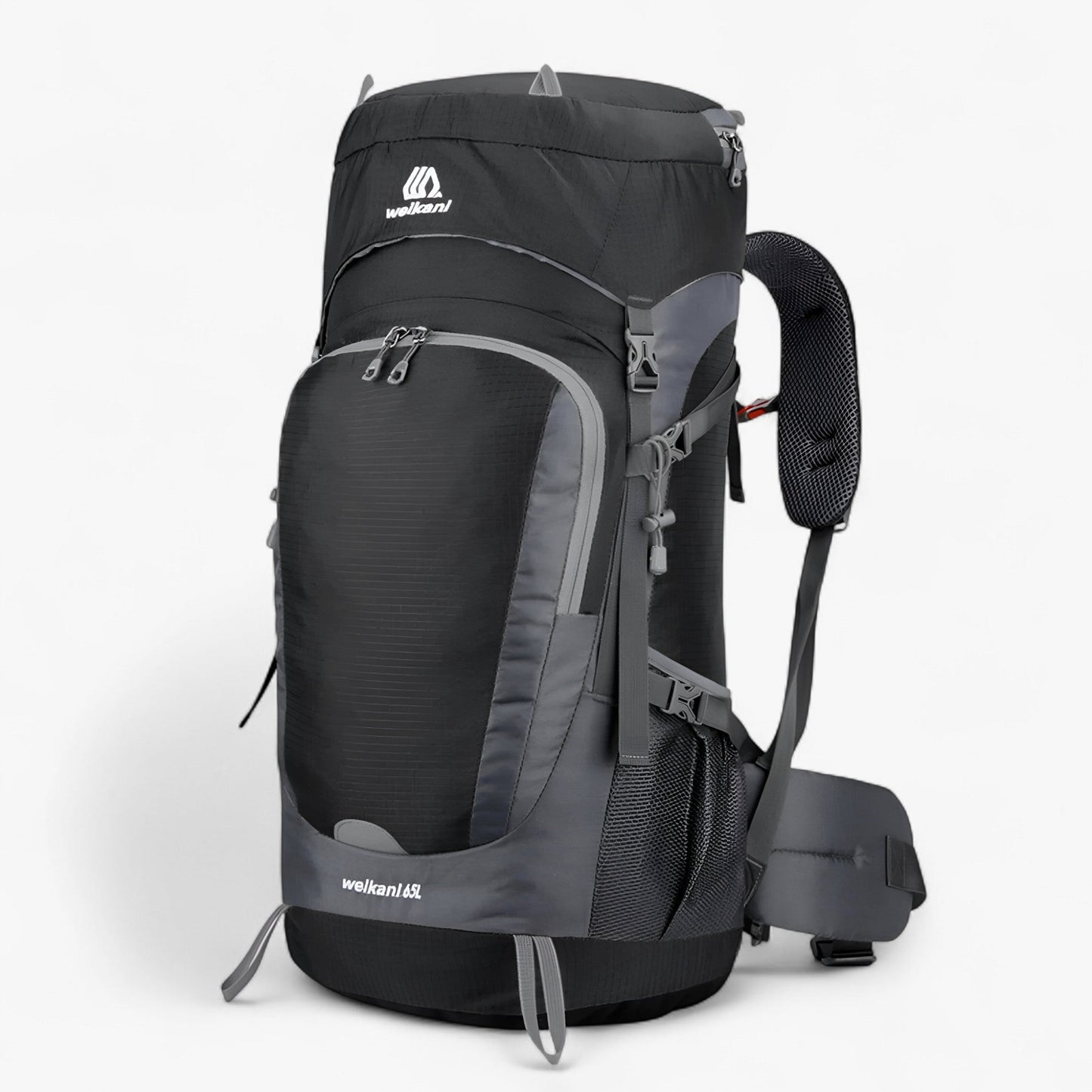 65L Waterproof Travel Backpack, Durable Rip-Stop Nylon, Breathable Straps