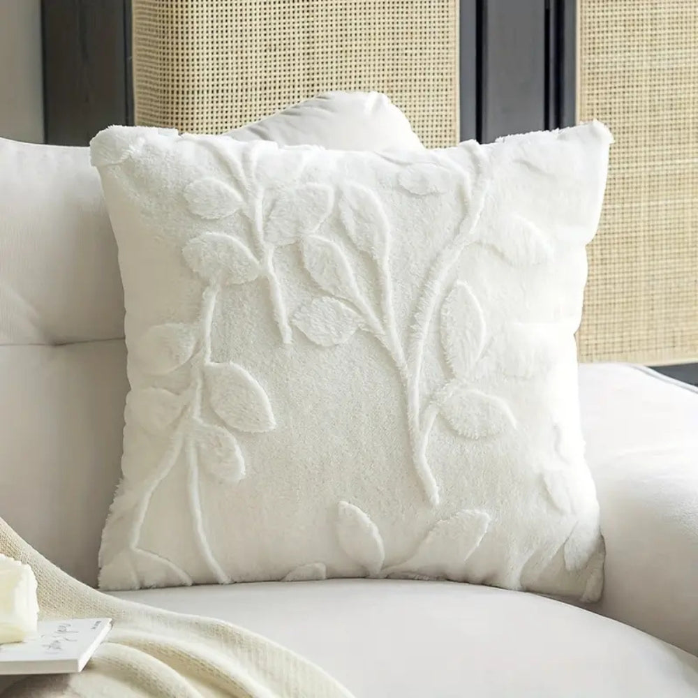 Pillowcase with Branch Pattern in Faux Fur