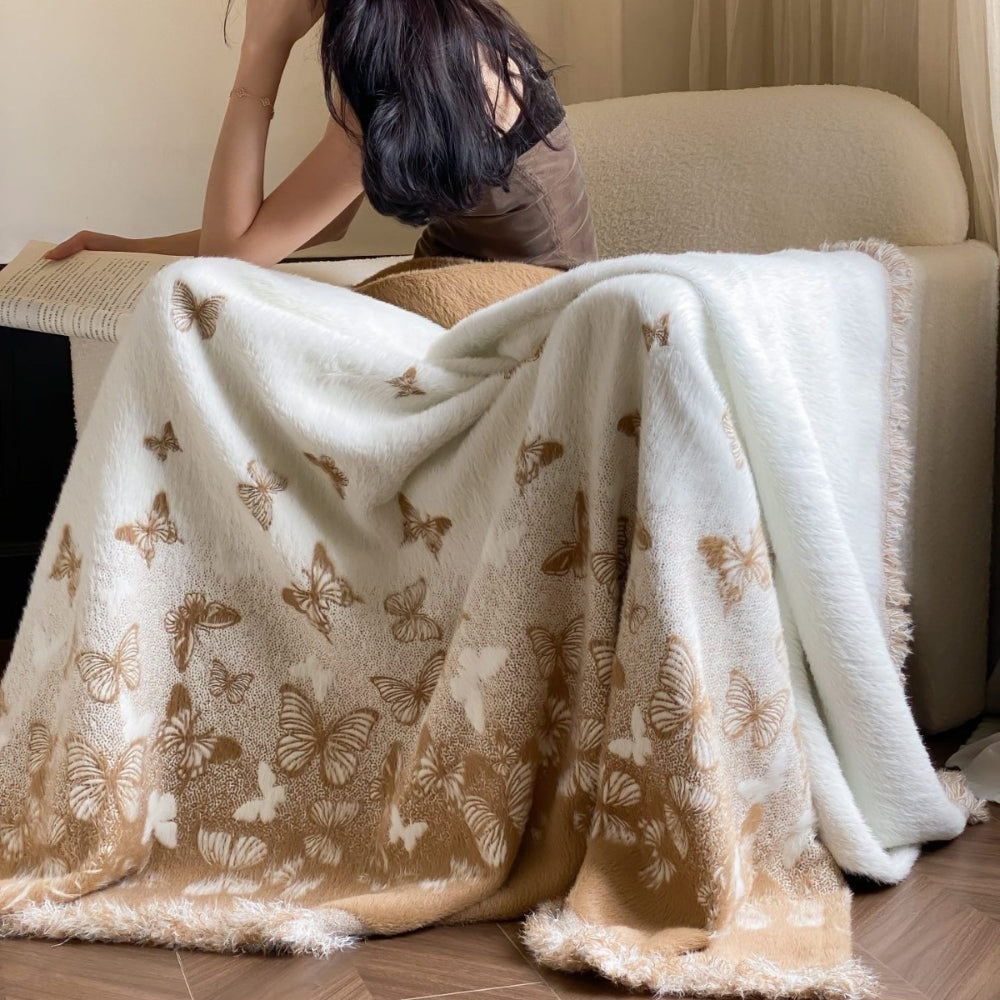 Orientally inspired mink blanket