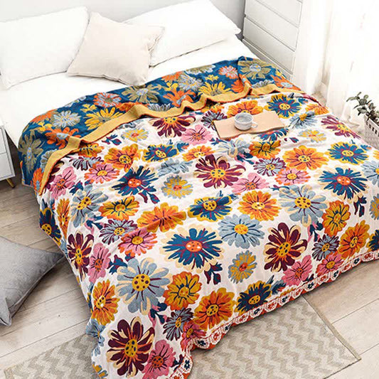 Colorful Reversible Cotton Quilt – Eco-Friendly Lightweight Summer Blanket with Jacquard Design 1