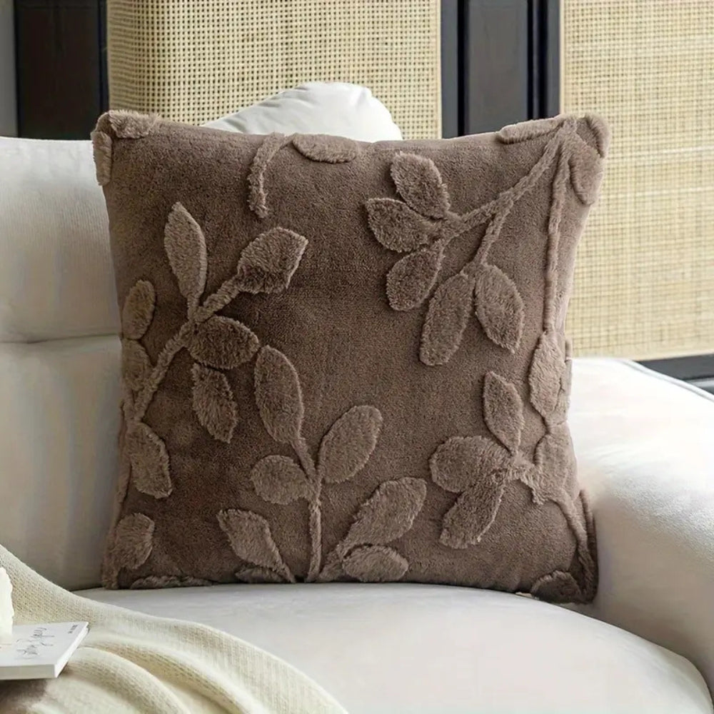 Pillowcase with Branch Pattern in Faux Fur