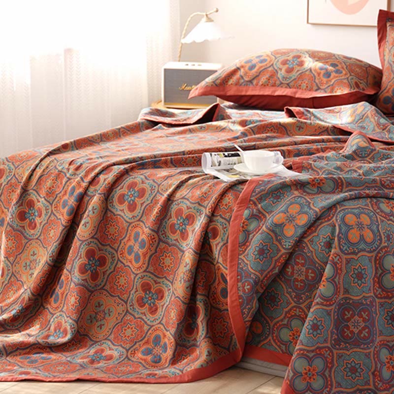 Reversible Cotton Quilt with Petal Flower Pattern – Eco-Friendly Bedding for Summer and All Seasons, Available in Full, Queen, King Sizes 3