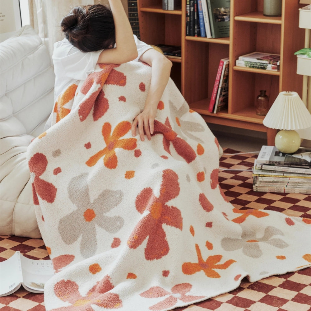 Cozy Floral Knit Throw Blanket – Soft Cotton-Microfiber Blend, Lightweight and Machine Washable, 51x63 for Home and Travel 3