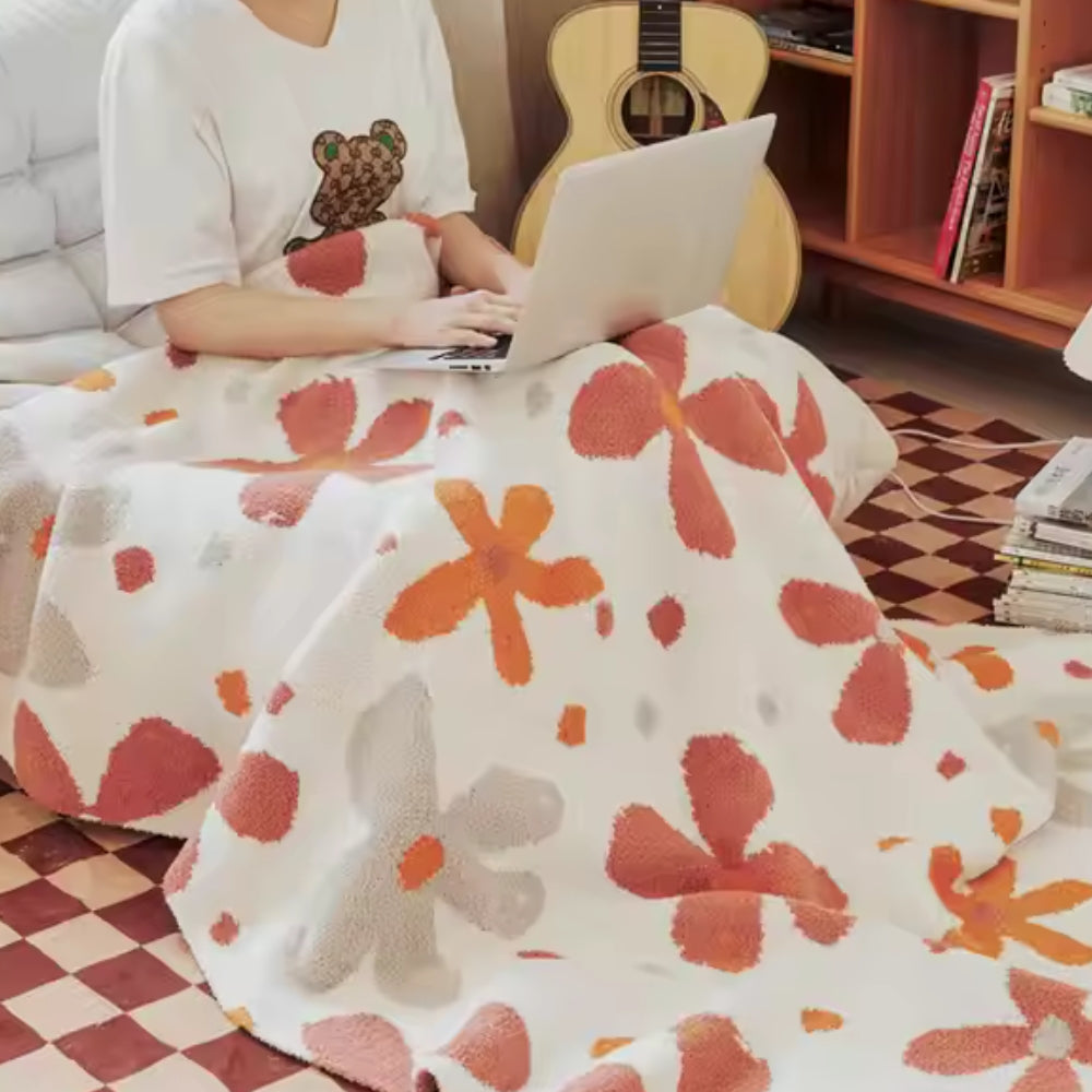 Cozy Floral Knit Throw Blanket – Soft Cotton-Microfiber Blend, Lightweight and Machine Washable, 51x63 for Home and Travel 5