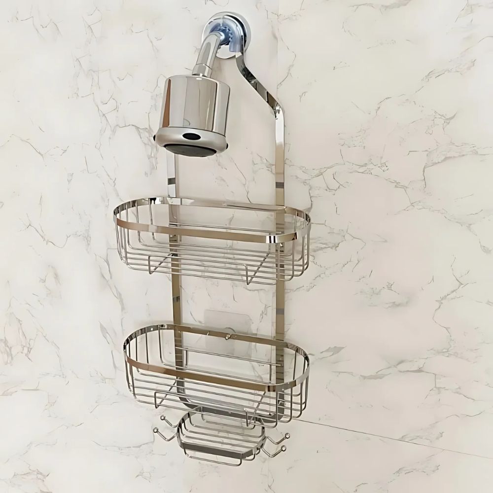 Three Layer Shower Organizer Caddy - Durable Iron Wall-Mounted Bathroom Storage and Shower Organizer for Essentials 6