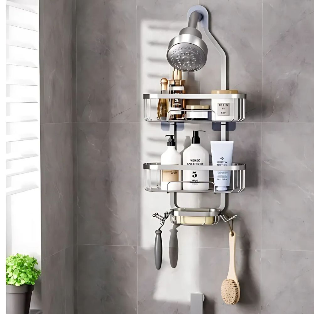 Three Layer Shower Organizer Caddy - Durable Iron Wall-Mounted Bathroom Storage and Shower Organizer for Essentials 2