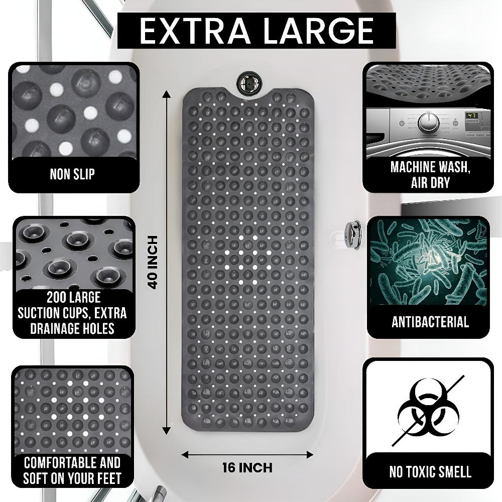 Non-Slip Bathtub Mat with 200 Suction Cups for Enhanced Safety