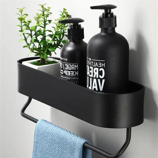 Black Bathroom Organizer - Durable Shower Storage Basket for Shampoos and Soaps - Modern Design, Wall-Mounted, Water-Resistant-1