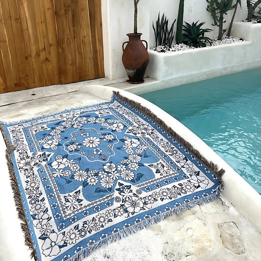 Boho Travel Blanket – Lightweight Microfiber Outdoor Throw for Beach & Camping