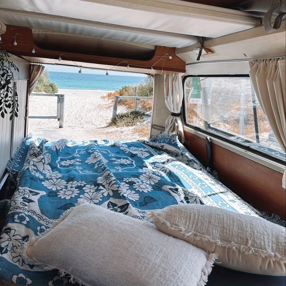Boho Travel Blanket – Lightweight Microfiber Outdoor Throw for Beach & Camping