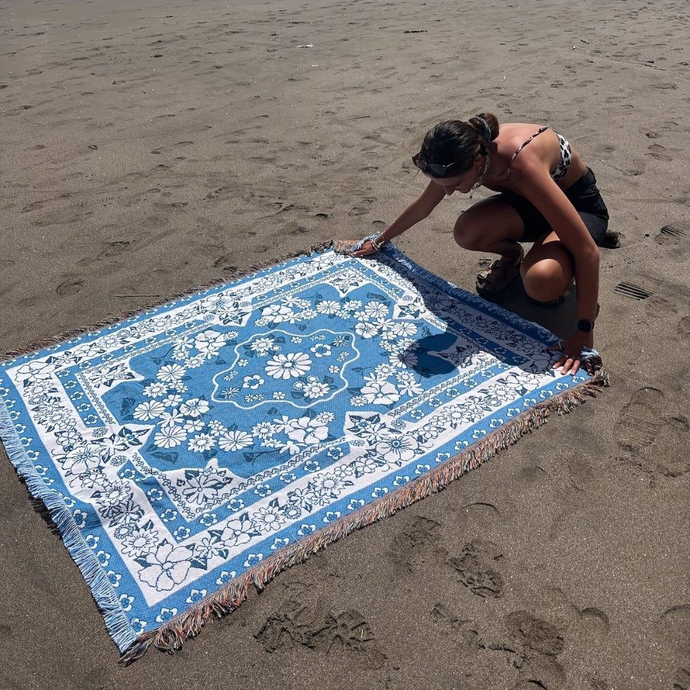 Boho Travel Blanket – Lightweight Microfiber Outdoor Throw for Beach & Camping