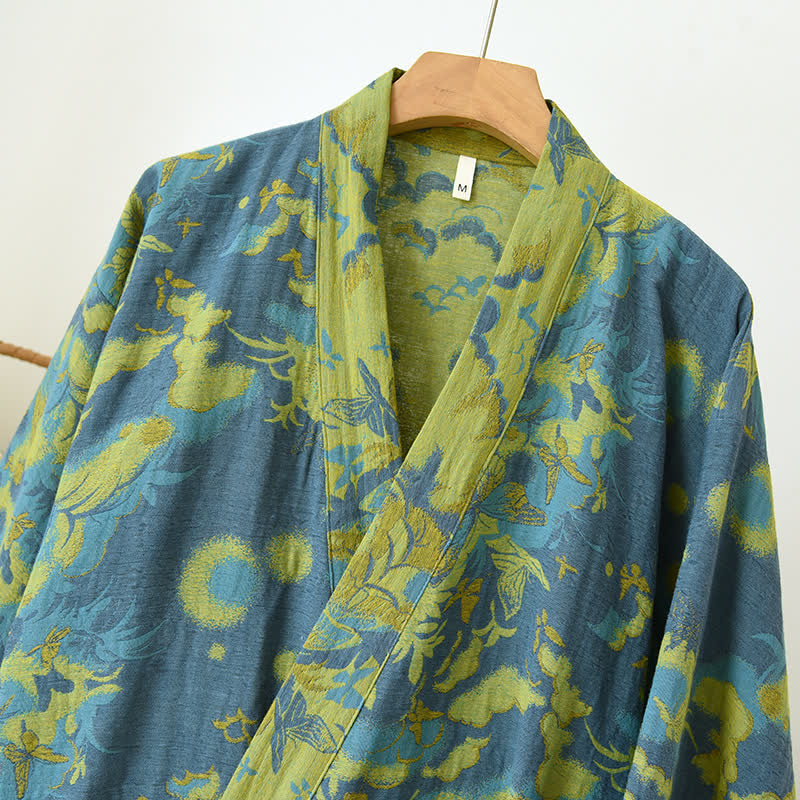 Cotton Bathrobe with Jacquard Weave and Double-layer Design
