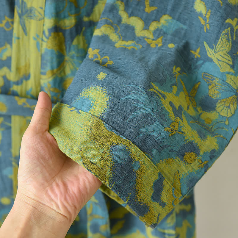 Cotton Bathrobe with Jacquard Weave and Double-layer Design