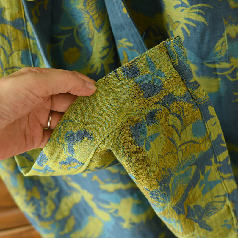Cotton Bathrobe with Jacquard Weave and Double-layer Design