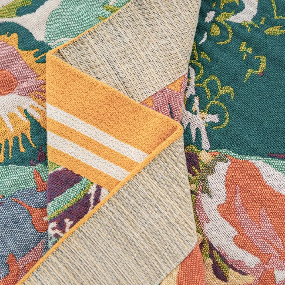 Cotton Blanket, Reversible Floral Design, Lightweight, 100% Cotton