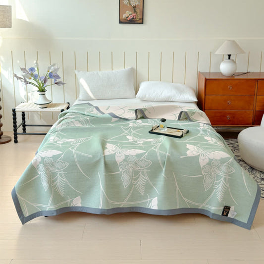 Cotton Gauze Blanket, Lightweight, Butterfly Print, All-Season Use