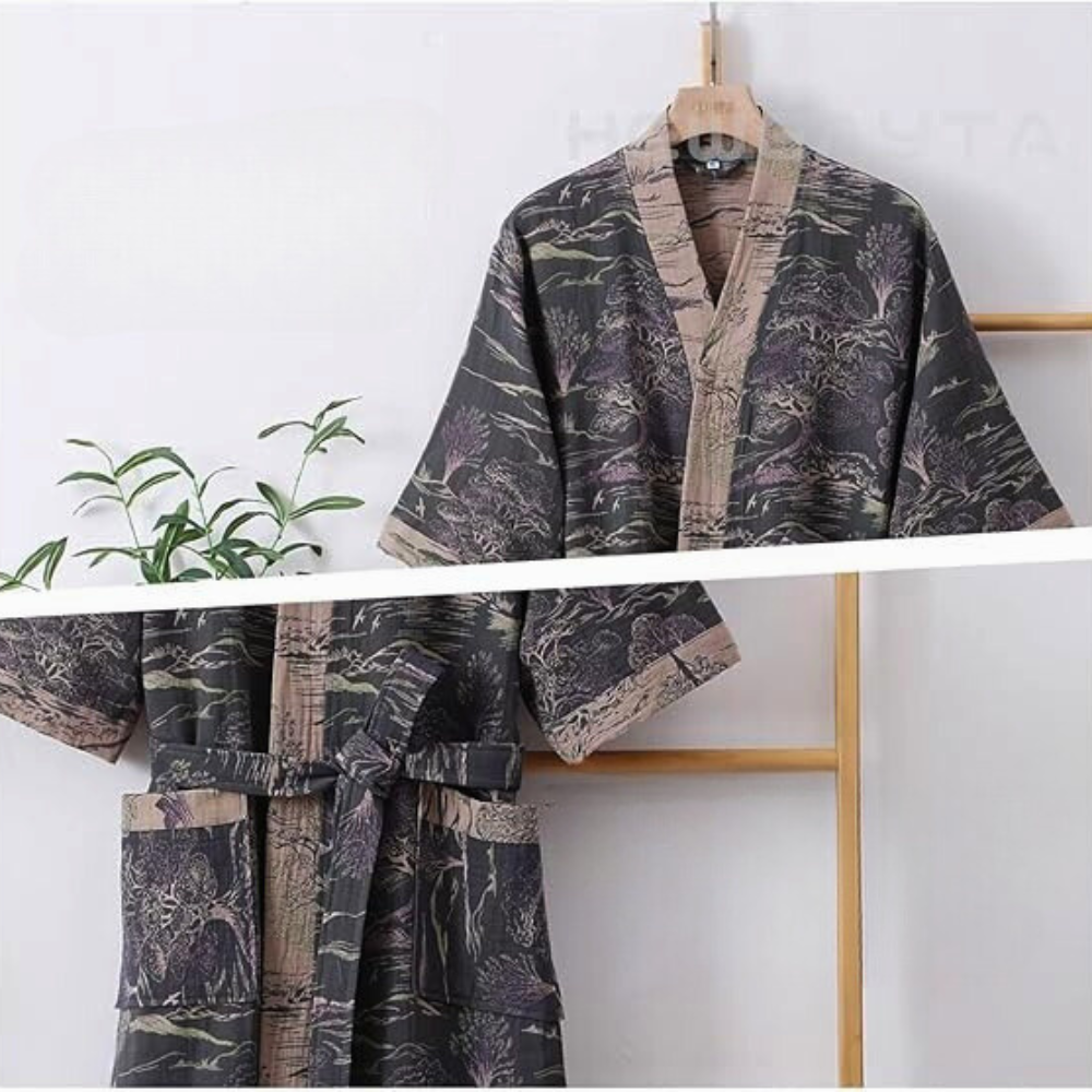 Lightweight Cotton Gauze Kimono Robe for Women – Japanese Style