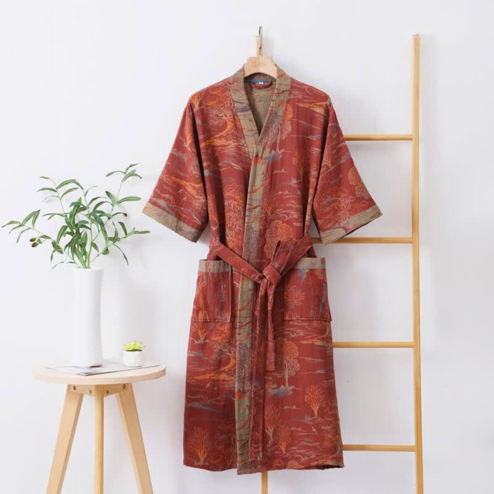 Lightweight Cotton Gauze Kimono Robe for Women – Japanese Style