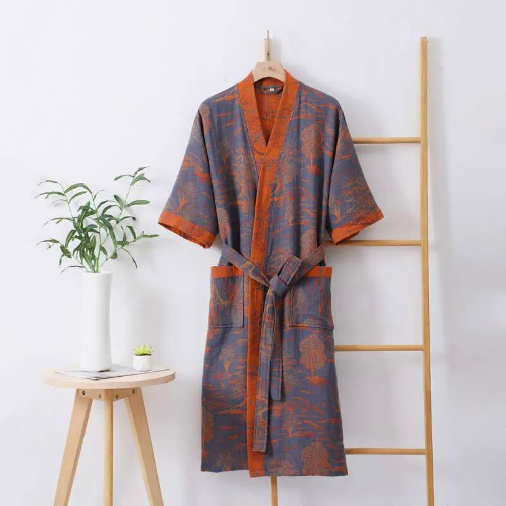 Lightweight Cotton Gauze Kimono Robe for Women – Japanese Style
