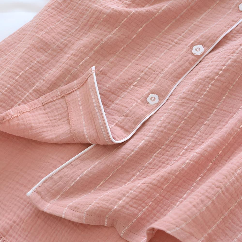 Cotton Long Sleeve Nightdress for Women – Slimming Striped Design