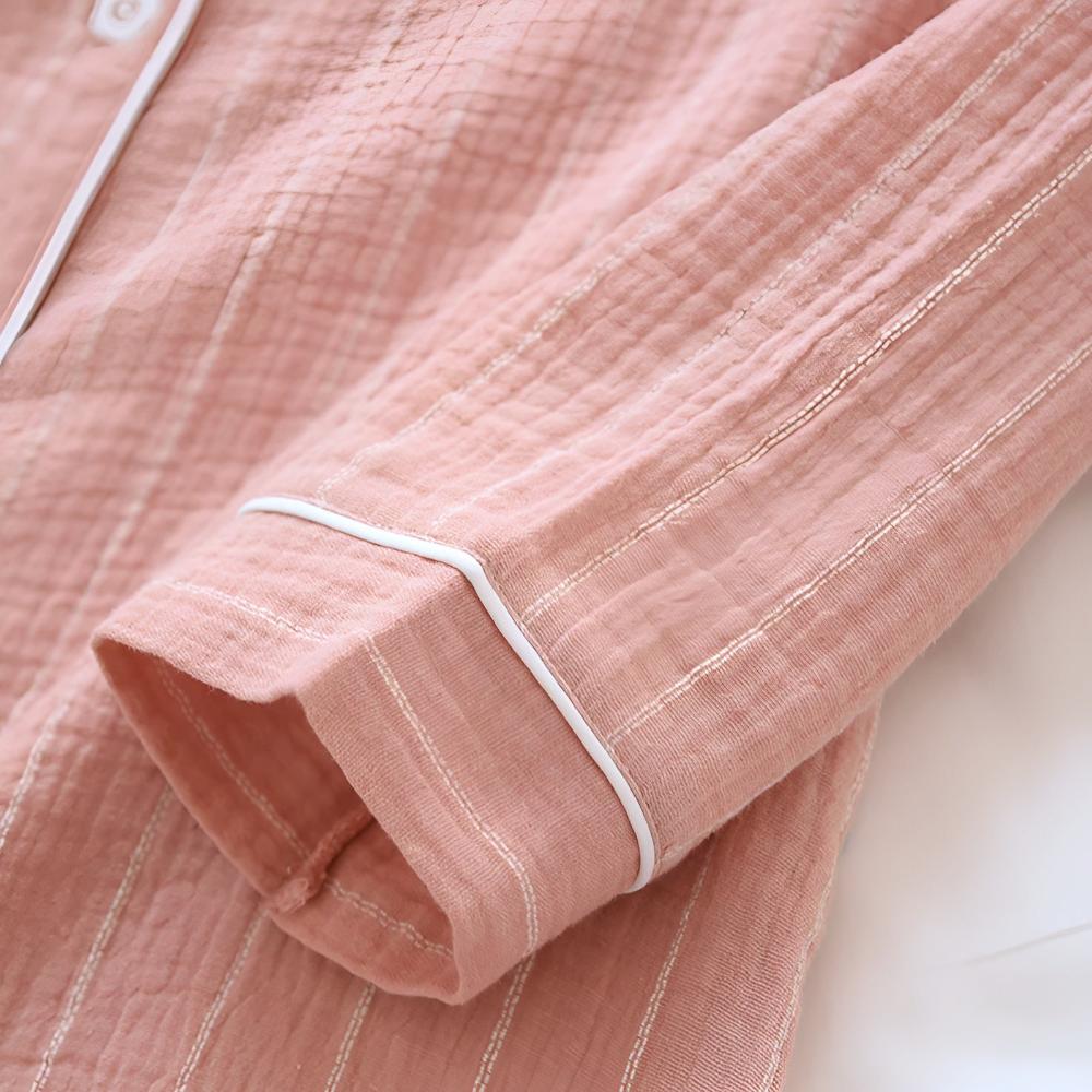 Cotton Long Sleeve Nightdress for Women – Slimming Striped Design