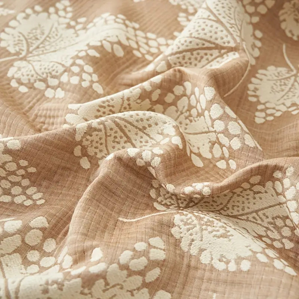 Cotton Summer Blanket, Lightweight, Breathable, Floral Vine Leaf Design