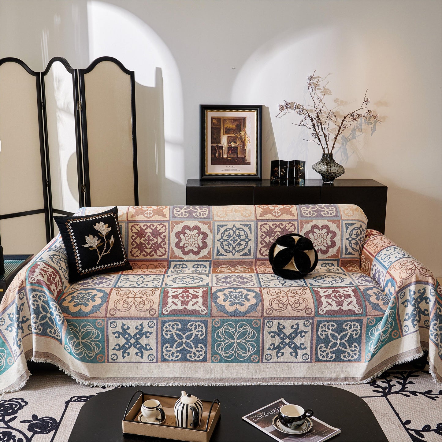 Charming ethnic style sofa/couch throw cover