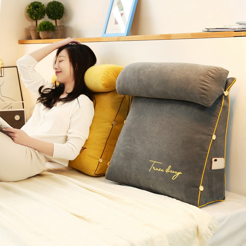 Ergonomic Triangle Back Support Pillow – Comfortable Reading & Rest Cushion