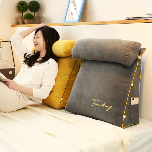 Ergonomic Triangle Back Support Pillow – Comfortable Reading & Rest Cushion