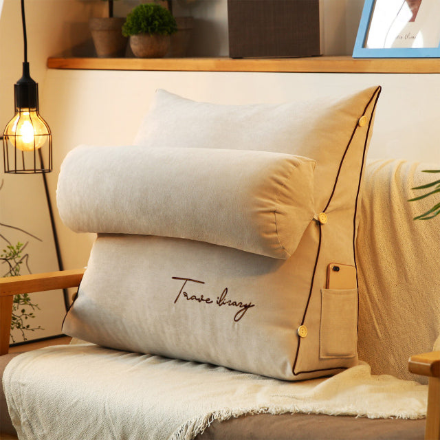 Ergonomic Triangle Back Support Pillow – Comfortable Reading & Rest Cushion