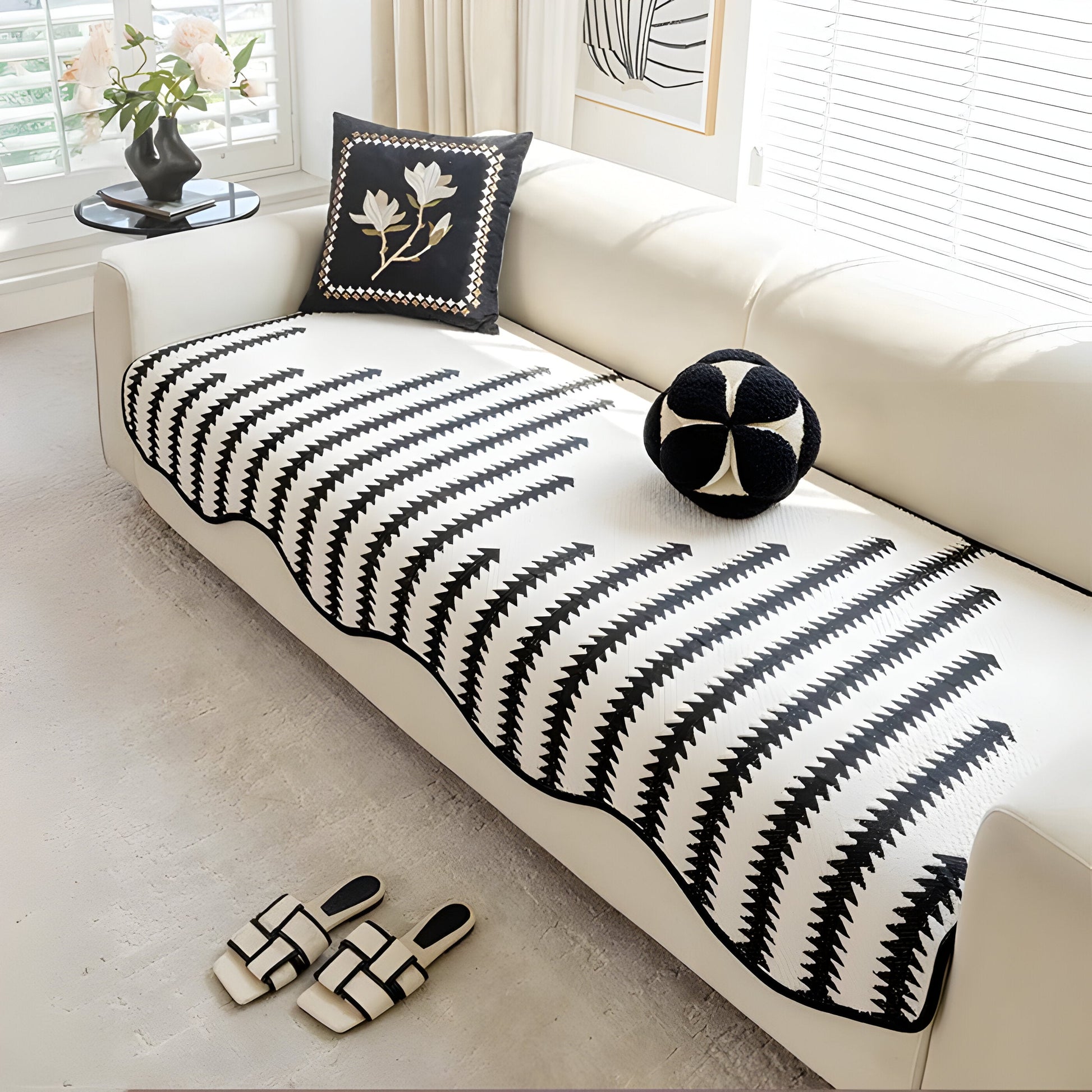 Variant image for Modern Chevron Chenille Couch Cover – Stylish Non-Slip Sofa Protector for Dogs, Machine Washable, Various Colors-4