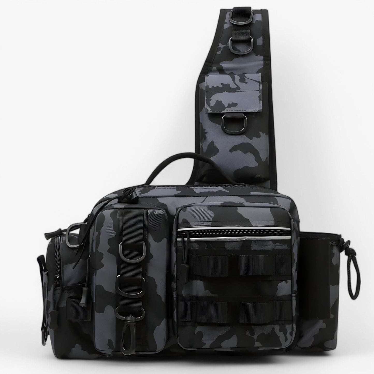 Fishing Tackle Backpack with Rod Holder – Dual-Layer 600D Nylon Bag