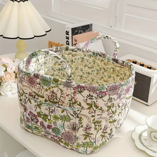 Floral Canvas Storage Basket for Stylish Organization – Durable and Lightweight, Machine Washable Design