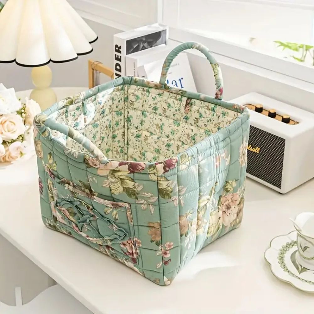 Floral Canvas Storage Basket for Stylish Organization – Durable and Lightweight, Machine Washable Design
