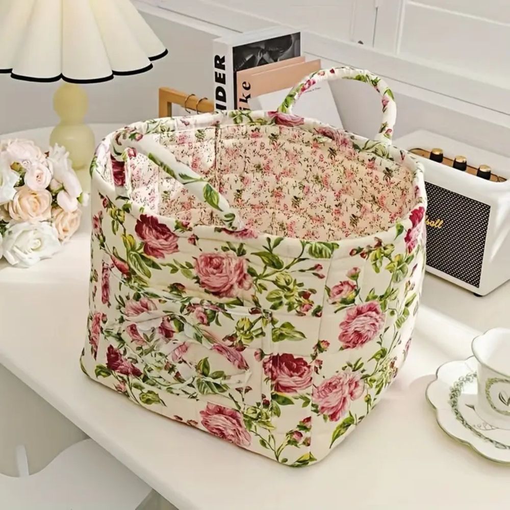 Floral Canvas Storage Basket for Stylish Organization – Durable and Lightweight, Machine Washable Design