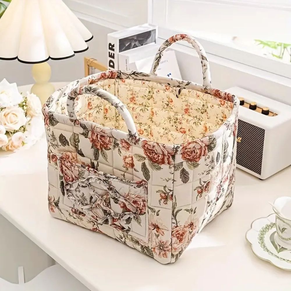 Floral Canvas Storage Basket for Stylish Organization – Durable and Lightweight, Machine Washable Design