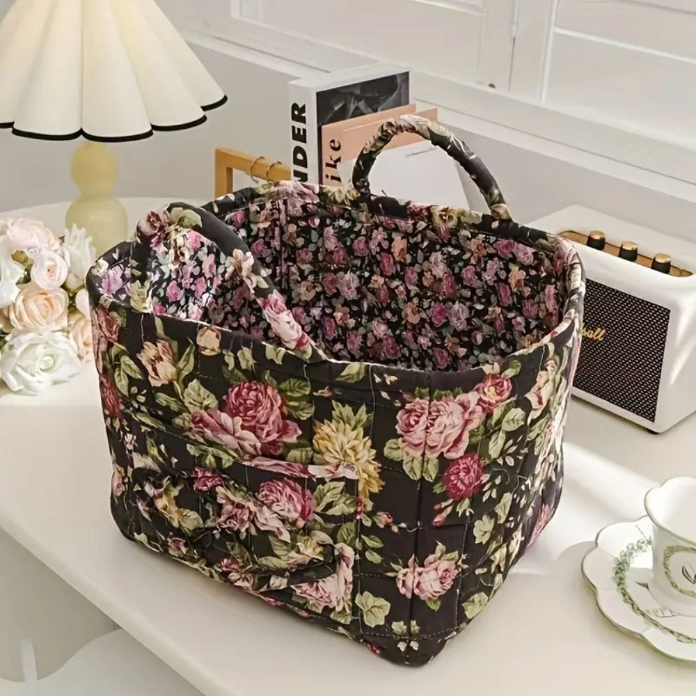 Floral Canvas Storage Basket for Stylish Organization – Durable and Lightweight, Machine Washable Design