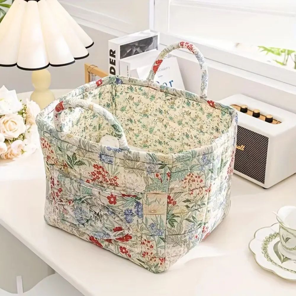 Floral Canvas Storage Basket for Stylish Organization – Durable and Lightweight, Machine Washable Design