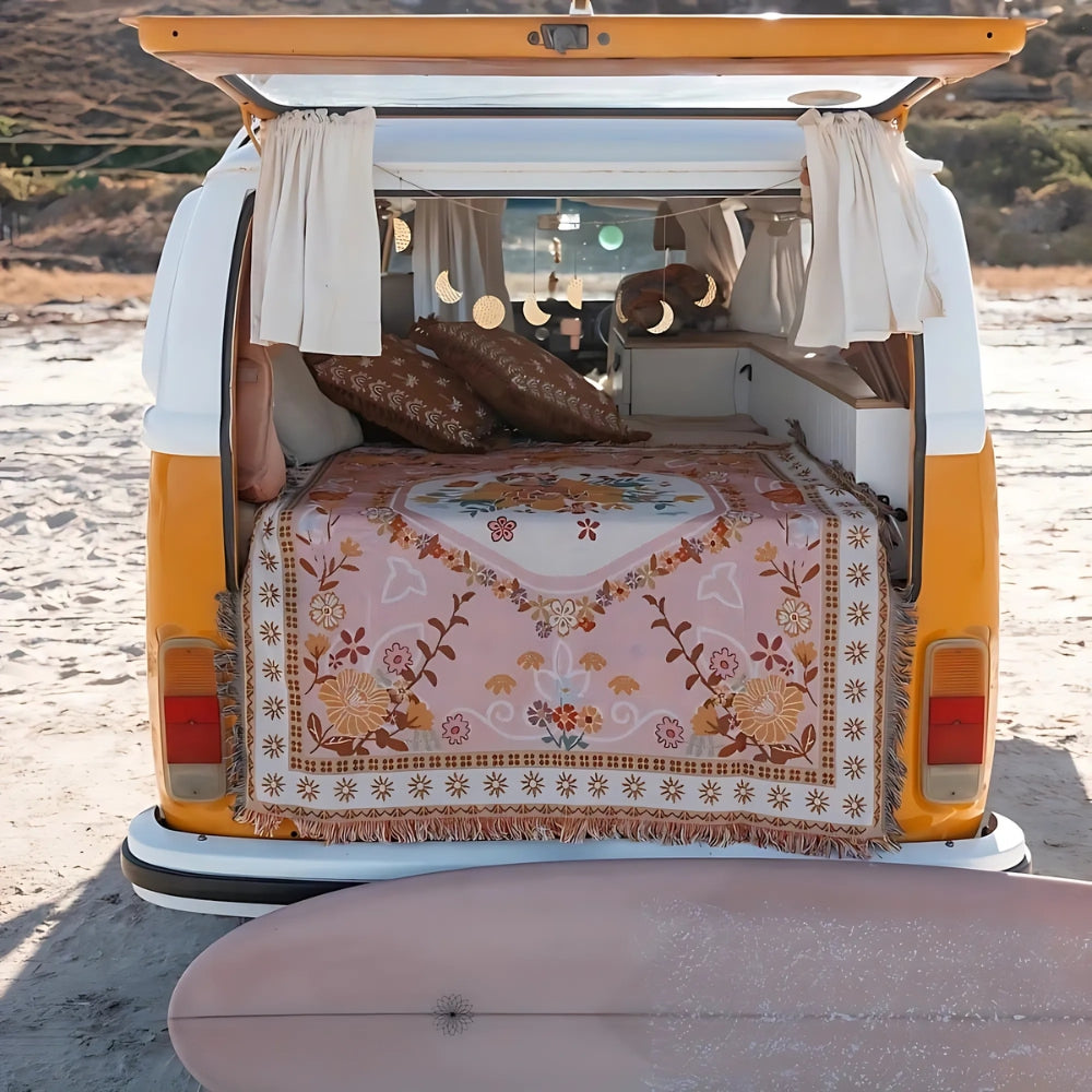 Floral Picnic Blanket – Soft Microfiber Boho Outdoor Throw