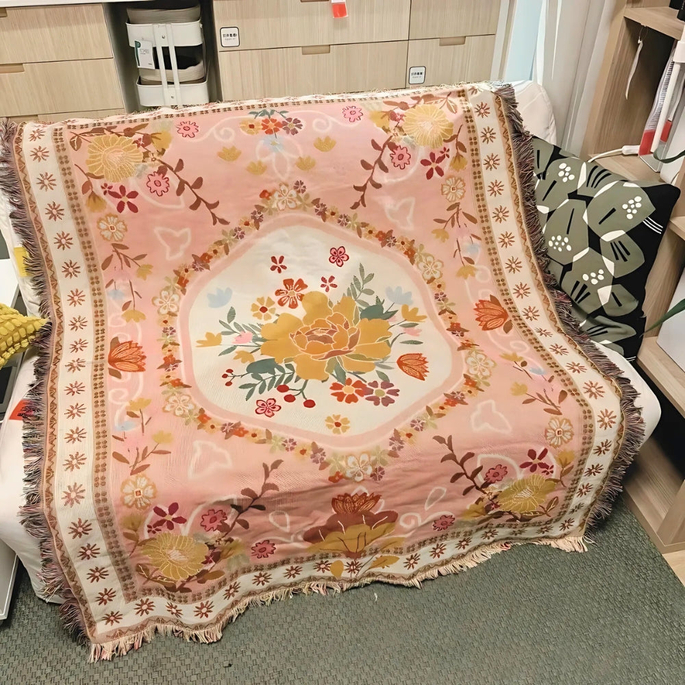 Floral Picnic Blanket – Soft Microfiber Boho Outdoor Throw