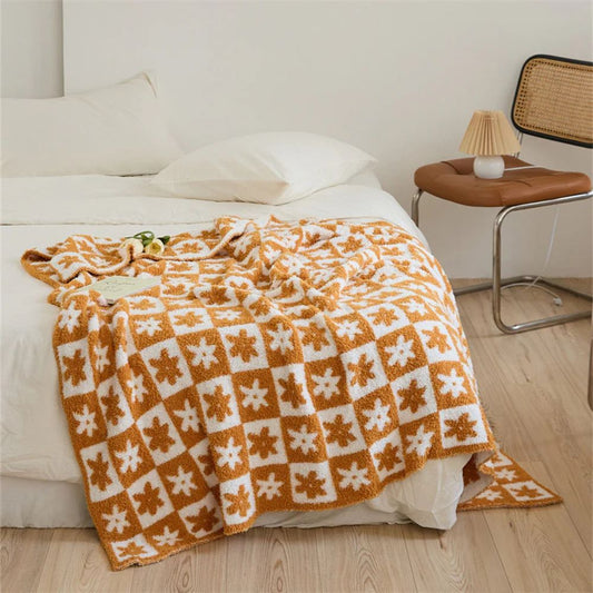 Checkerboard Daisy Throw Blanket – Soft Microfiber, Lightweight, 51 x 63, Machine Washable Cozy Blanket for Home and Pets 1