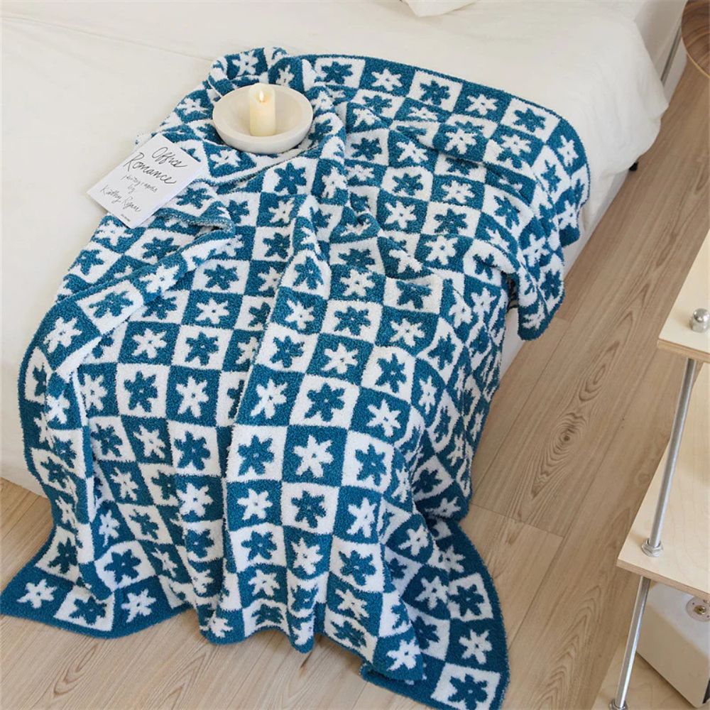 Checkerboard Daisy Throw Blanket – Soft Microfiber, Lightweight, 51 x 63, Machine Washable Cozy Blanket for Home and Pets 4